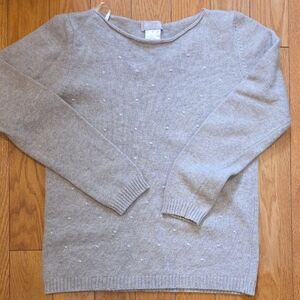 Beige Merino And CashmeWool Blend Sweater With Polka Dot Embroidery Fits S Or XS